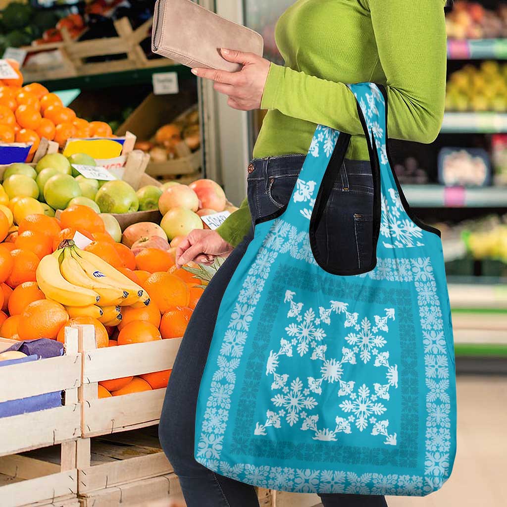 Hawaiian Quilt Pattern Grocery Bag Teal Hawaii Culture Tropical LT9 - Polynesian Pride