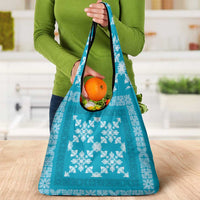 Hawaiian Quilt Pattern Grocery Bag Teal Hawaii Culture Tropical LT9 - Polynesian Pride