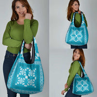 Hawaiian Quilt Pattern Grocery Bag Teal Hawaii Culture Tropical LT9 - Polynesian Pride