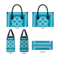 Hawaiian Quilt Pattern Leather Bag Teal Hawaii Culture Tropical - Polynesian Pride