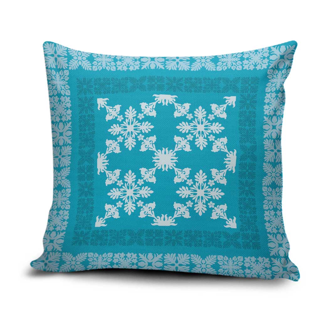 Hawaiian Quilt Pattern Pillow Cover Teal Hawaii Culture Tropical - Polynesian Pride