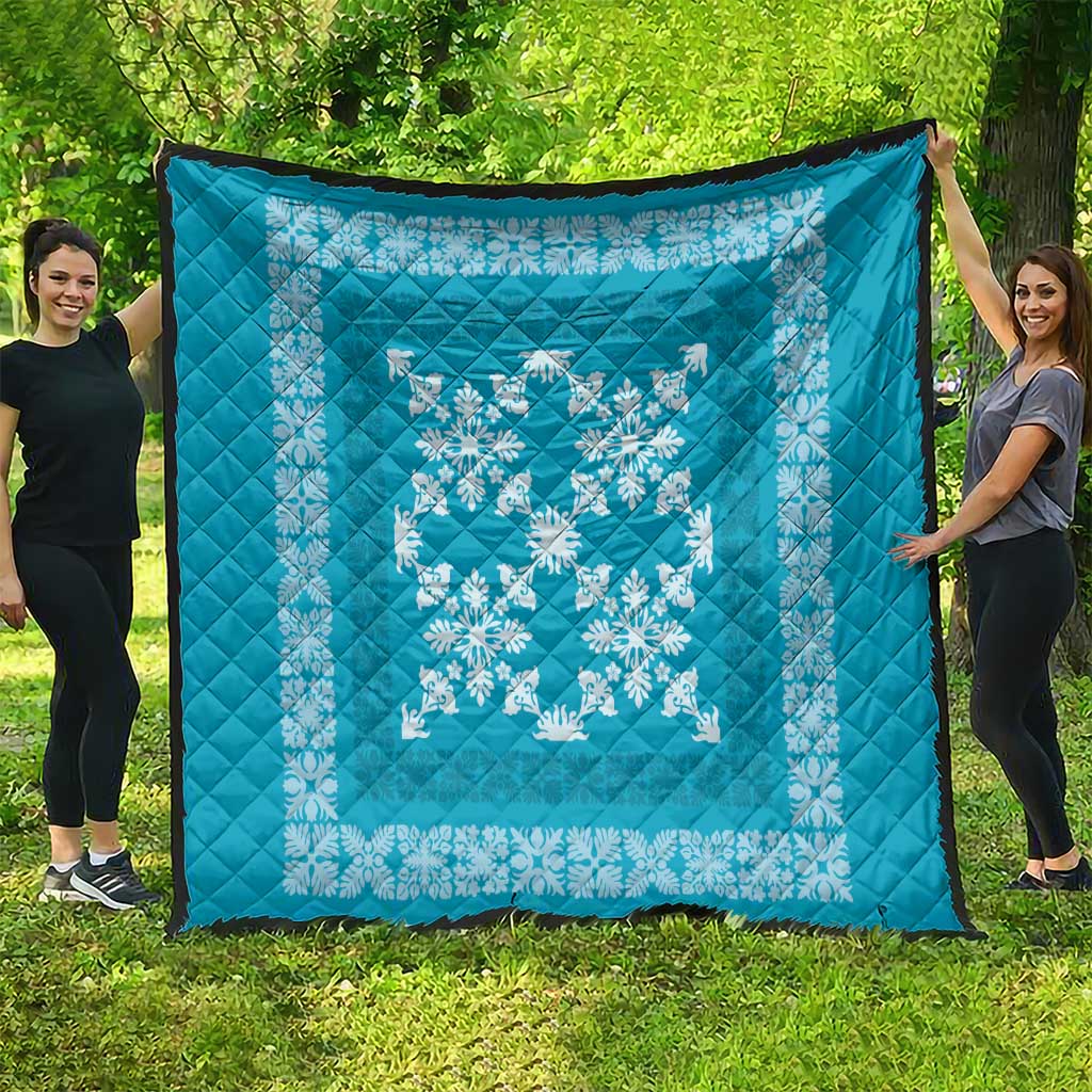 Hawaiian Quilt Pattern Quilt Teal Hawaii Culture Tropical - Polynesian Pride