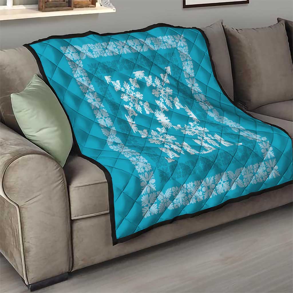 Hawaiian Quilt Pattern Quilt Teal Hawaii Culture Tropical - Polynesian Pride