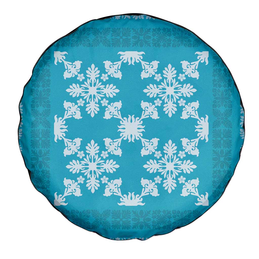 Hawaiian Quilt Pattern Spare Tire Cover Teal Hawaii Culture Tropical - Polynesian Pride