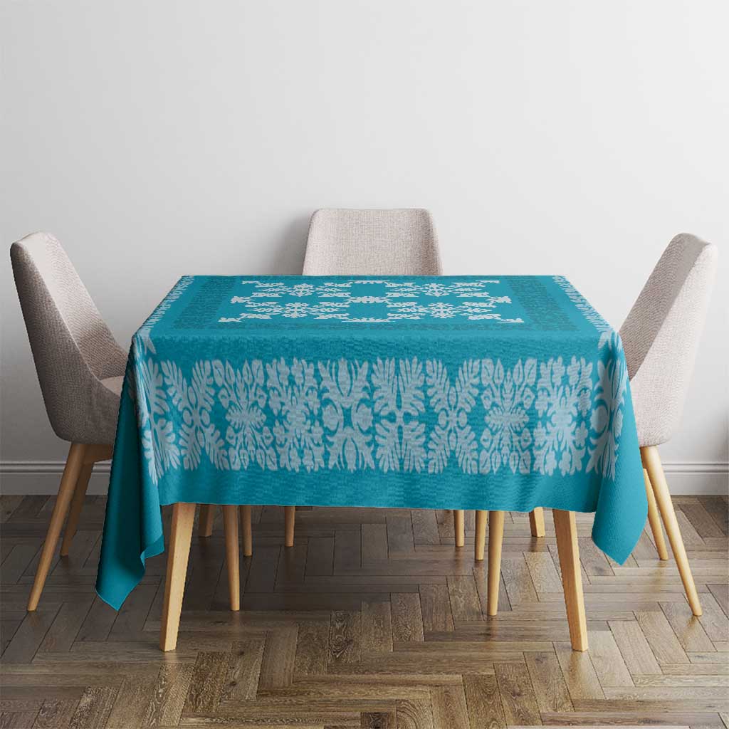 Hawaiian Quilt Pattern Tablecloth Teal Hawaii Culture Tropical - Polynesian Pride