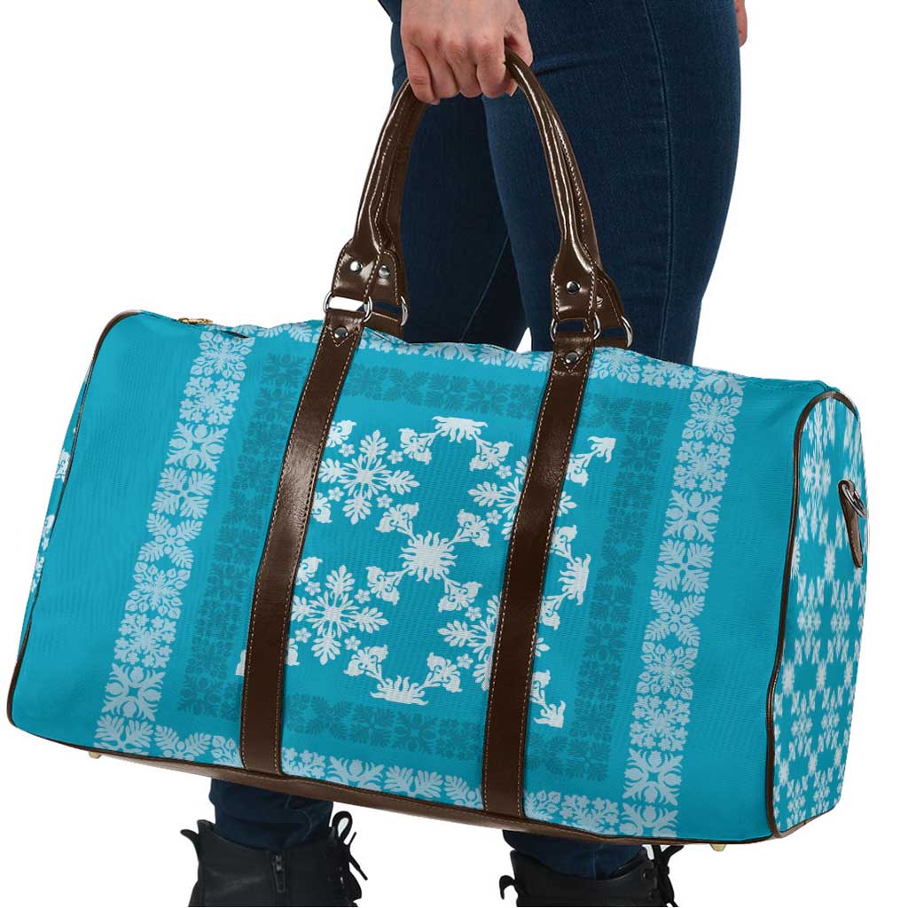 Hawaiian Quilt Pattern Travel Bag Teal Hawaii Culture Tropical - Polynesian Pride