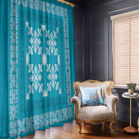 Hawaiian Quilt Pattern Window Curtain Teal Hawaii Culture Tropical LT9 - Polynesian Pride