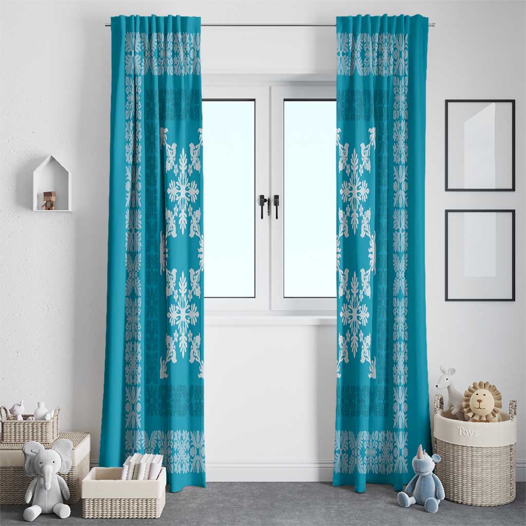 Hawaiian Quilt Pattern Window Curtain Teal Hawaii Culture Tropical LT9 - Polynesian Pride