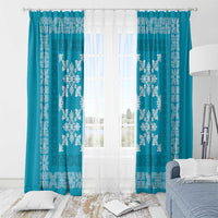 Hawaiian Quilt Pattern Window Curtain Teal Hawaii Culture Tropical LT9 - Polynesian Pride