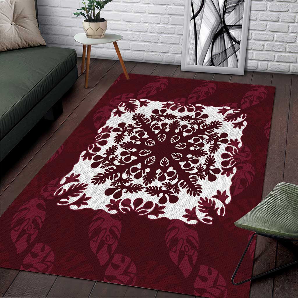 Palm Leaf Quilt Pattern Area Rug Hawaii Culture Floral - Polynesian Pride