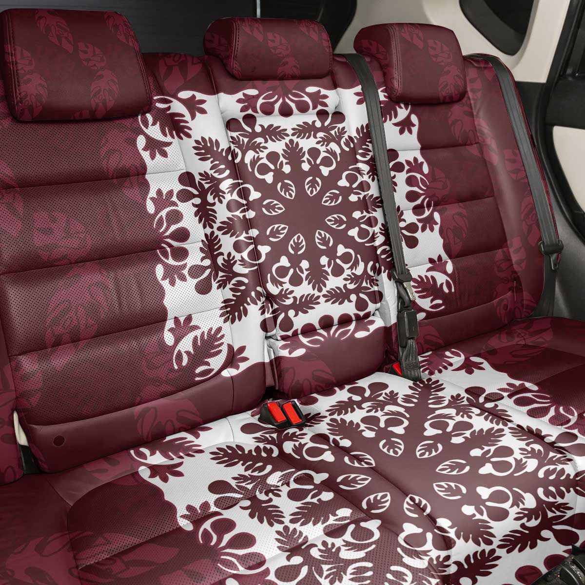 Palm Leaf Quilt Pattern Back Car Seat Cover Hawaii Culture Floral - Polynesian Pride