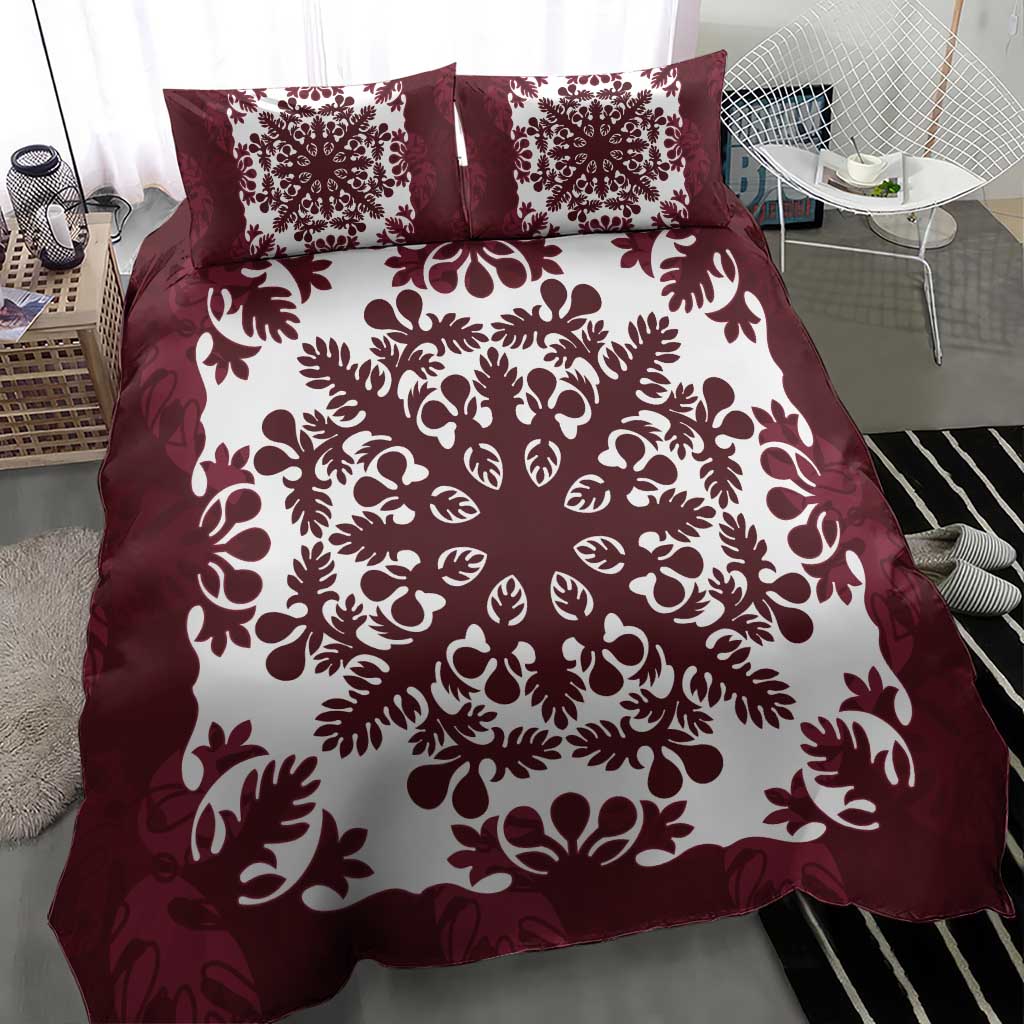 Palm Leaf Quilt Pattern Bedding Set Hawaii Culture Floral - Polynesian Pride