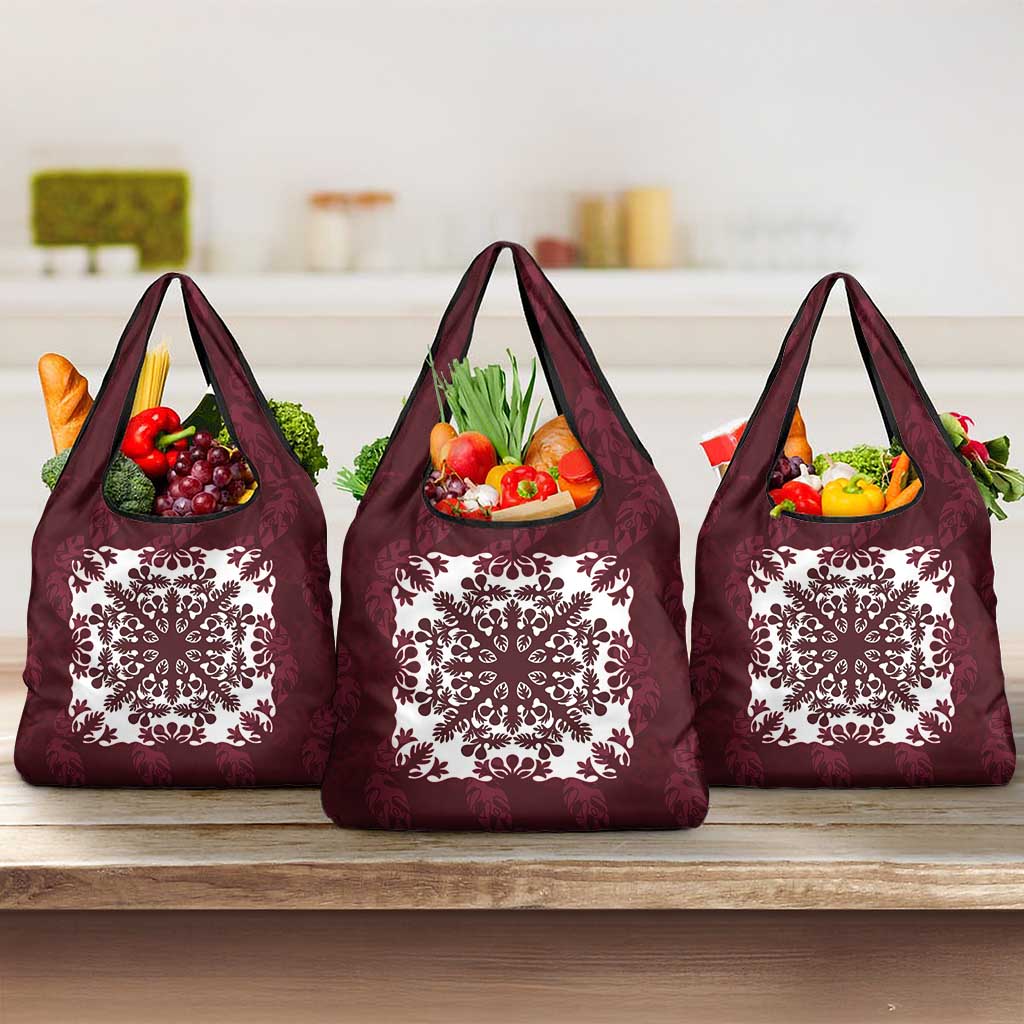 Palm Leaf Quilt Pattern Grocery Bag Hawaii Culture Floral - Polynesian Pride