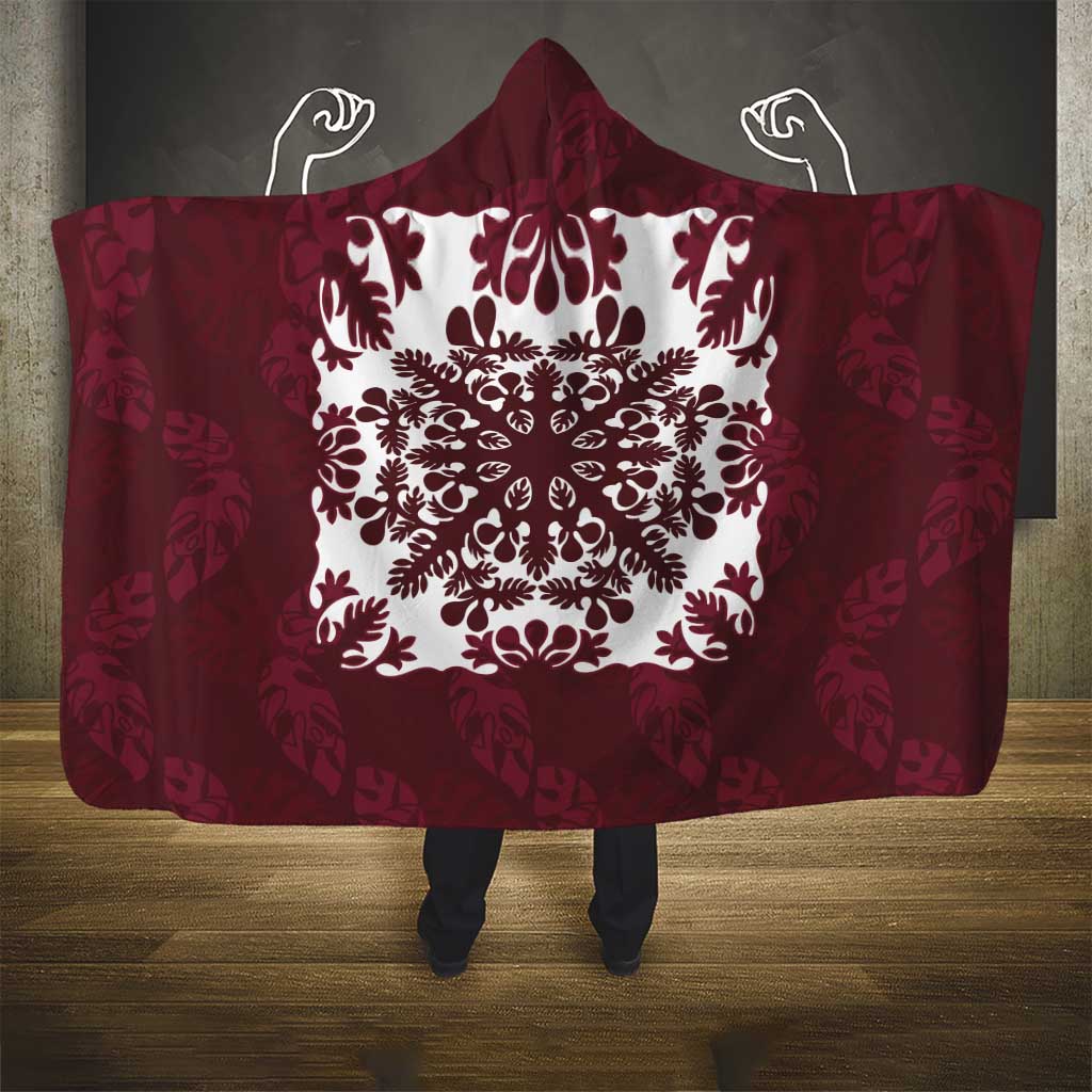 Palm Leaf Quilt Pattern Hooded Blanket Hawaii Culture Floral - Polynesian Pride