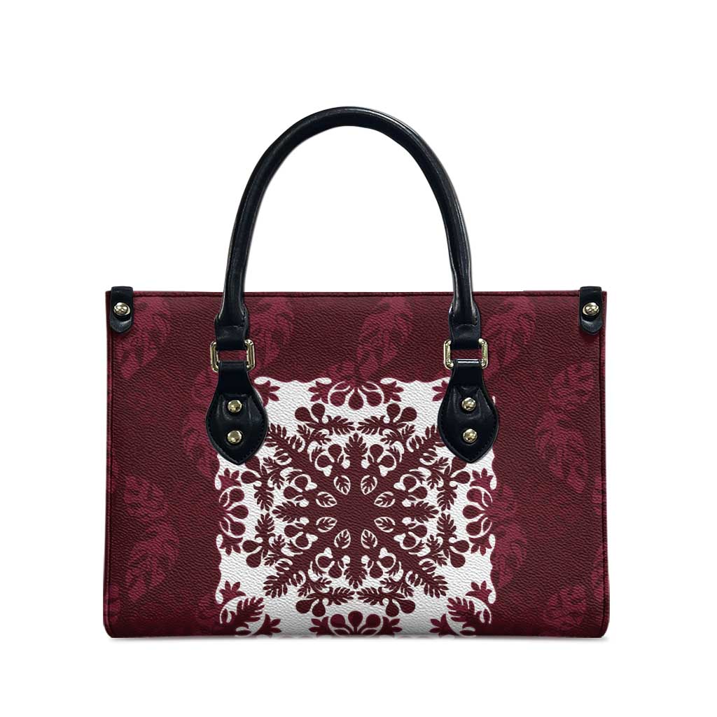 Palm Leaf Quilt Pattern Leather Bag Hawaii Culture Floral - Polynesian Pride