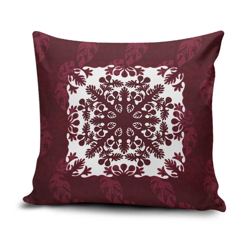 Palm Leaf Quilt Pattern Pillow Cover Hawaii Culture Floral LT9 Oxblood - Polynesian Pride