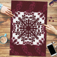 Palm Leaf Quilt Pattern Puzzle Hawaii Culture Floral LT9 Oxblood - Polynesian Pride