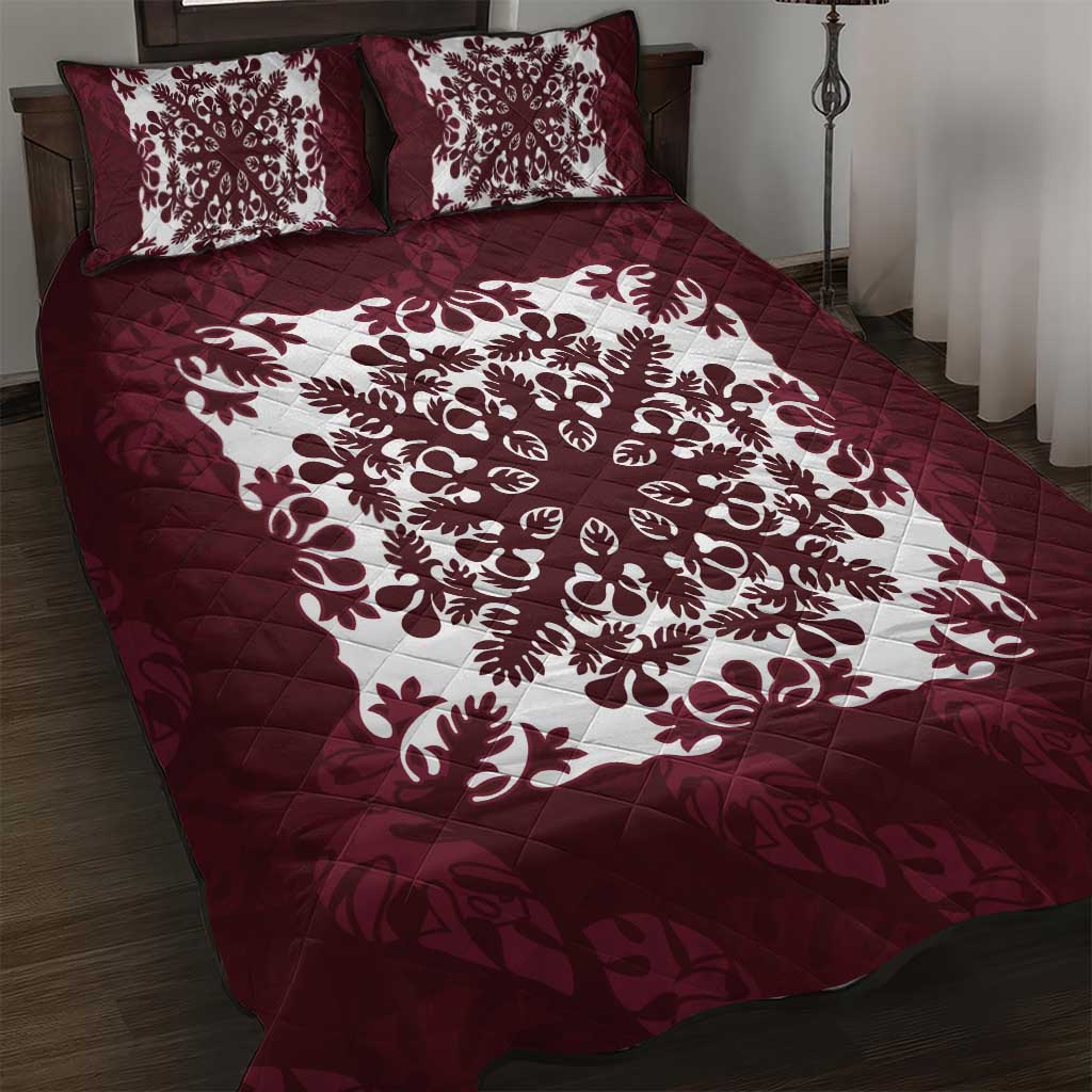 Palm Leaf Quilt Pattern Quilt Bed Set Hawaii Culture Floral - Polynesian Pride