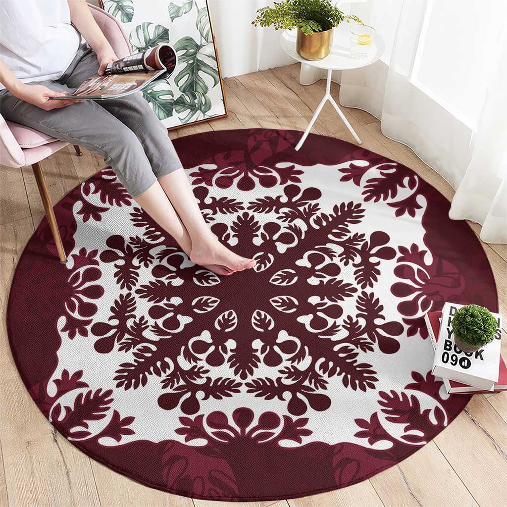 Palm Leaf Quilt Pattern Round Carpet Hawaii Culture Floral - Polynesian Pride