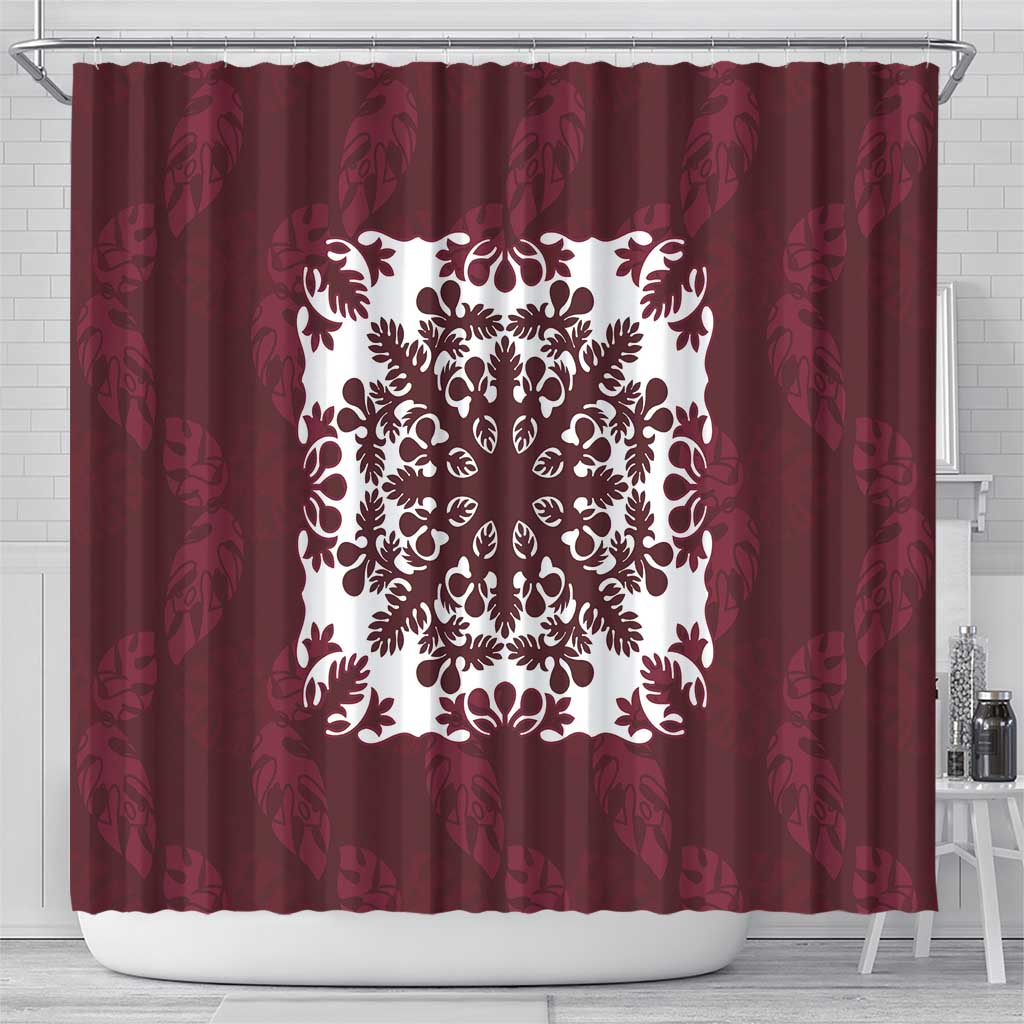 Palm Leaf Quilt Pattern Shower Curtain Hawaii Culture Floral - Polynesian Pride
