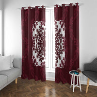 Palm Leaf Quilt Pattern Window Curtain Hawaii Culture Floral LT9 With Grommets Oxblood - Polynesian Pride
