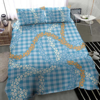 Blue Tropical Floral Palaka Bedding Set Hawaiian Quilt Pattern - Polynesian Pride