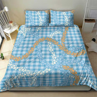 Blue Tropical Floral Palaka Bedding Set Hawaiian Quilt Pattern - Polynesian Pride