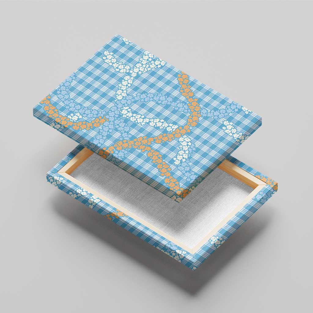 Blue Tropical Floral Palaka Canvas Wall Art Hawaiian Quilt Pattern - Polynesian Pride