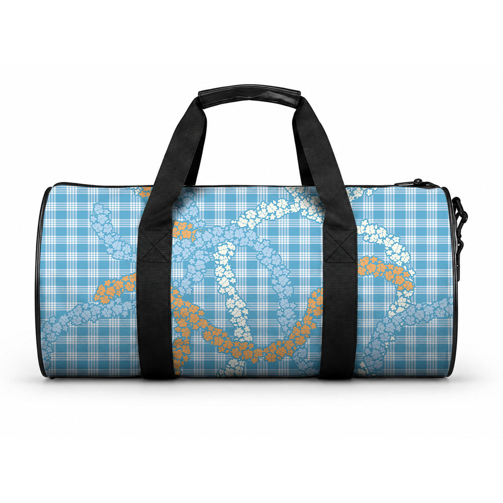 Blue Tropical Floral Palaka Duffle Bag Hawaiian Quilt Pattern LT9 One size Blue - Polynesian Pride