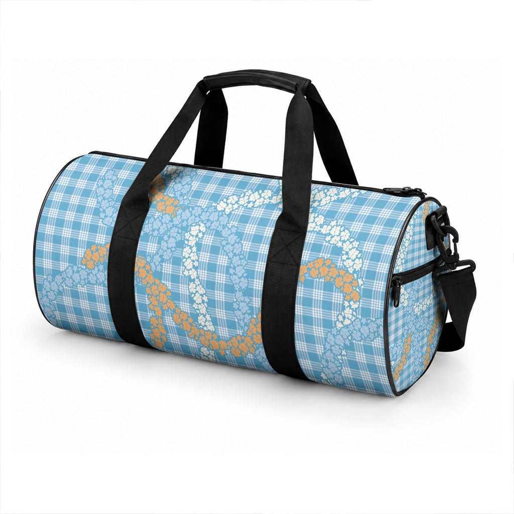 Blue Tropical Floral Palaka Duffle Bag Hawaiian Quilt Pattern LT9 - Polynesian Pride