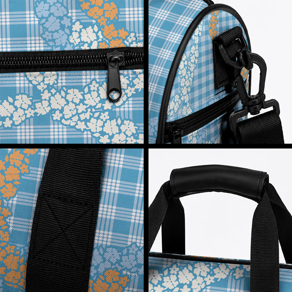 Blue Tropical Floral Palaka Duffle Bag Hawaiian Quilt Pattern LT9 - Polynesian Pride