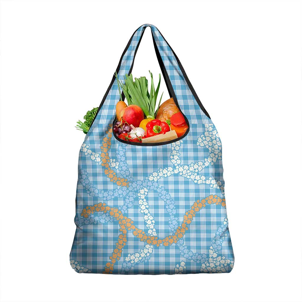 Blue Tropical Floral Palaka Grocery Bag Hawaiian Quilt Pattern LT9 1-pack One Size Blue - Polynesian Pride