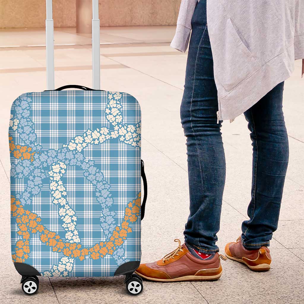 Blue Tropical Floral Palaka Luggage Cover Hawaiian Quilt Pattern - Polynesian Pride