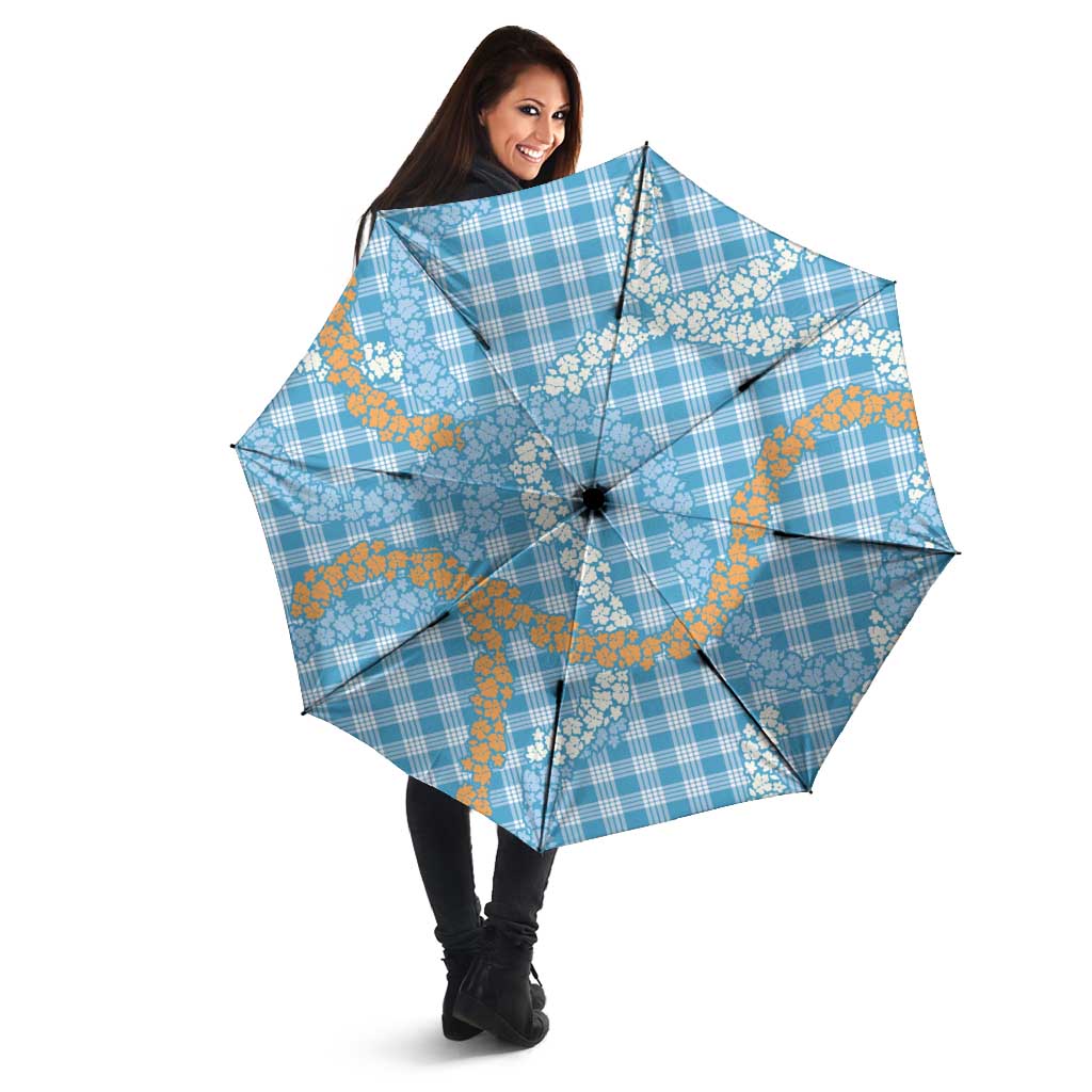 Blue Tropical Floral Palaka Umbrella Hawaiian Quilt Pattern - Polynesian Pride