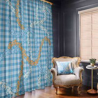 Blue Tropical Floral Palaka Window Curtain Hawaiian Quilt Pattern LT9 - Polynesian Pride