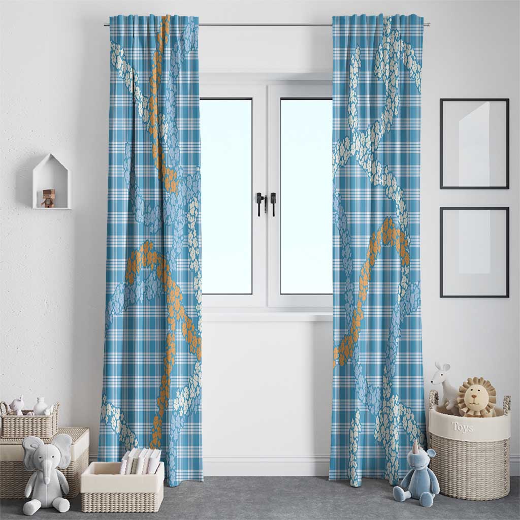 Blue Tropical Floral Palaka Window Curtain Hawaiian Quilt Pattern LT9 - Polynesian Pride
