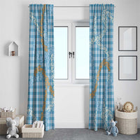 Blue Tropical Floral Palaka Window Curtain Hawaiian Quilt Pattern LT9 - Polynesian Pride