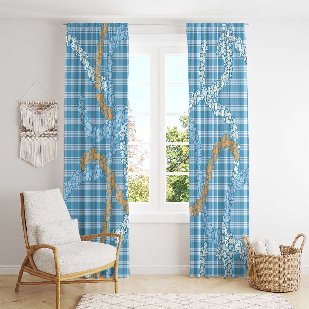 Blue Tropical Floral Palaka Window Curtain Hawaiian Quilt Pattern LT9 - Polynesian Pride