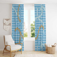 Blue Tropical Floral Palaka Window Curtain Hawaiian Quilt Pattern LT9 - Polynesian Pride