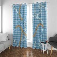 Blue Tropical Floral Palaka Window Curtain Hawaiian Quilt Pattern LT9 With Grommets Blue - Polynesian Pride