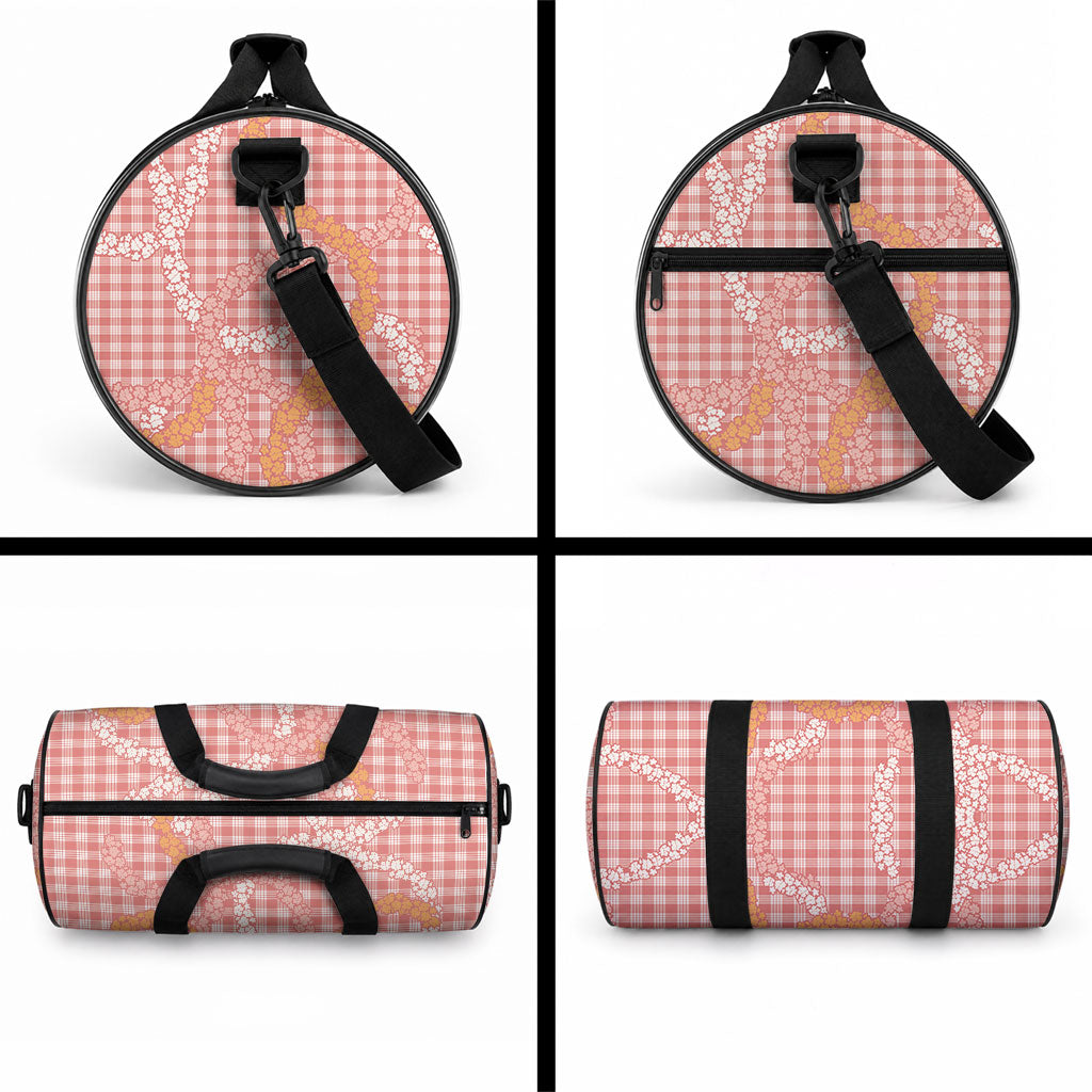 Pink Tropical Floral Palaka Duffle Bag Hawaiian Quilt Pattern LT9 - Polynesian Pride