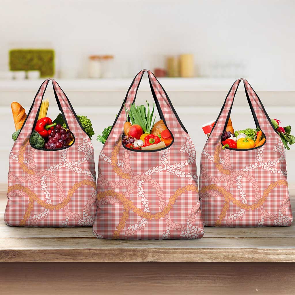 Pink Tropical Floral Palaka Grocery Bag Hawaiian Quilt Pattern LT9 3-pack One Size Pink - Polynesian Pride