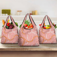Pink Tropical Floral Palaka Grocery Bag Hawaiian Quilt Pattern LT9 3-pack One Size Pink - Polynesian Pride