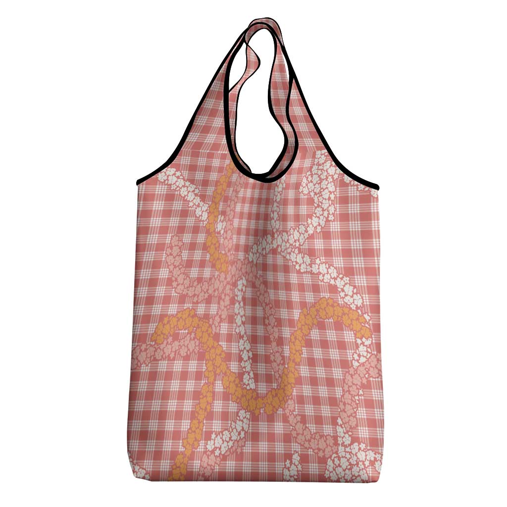 Pink Tropical Floral Palaka Grocery Bag Hawaiian Quilt Pattern LT9 - Polynesian Pride