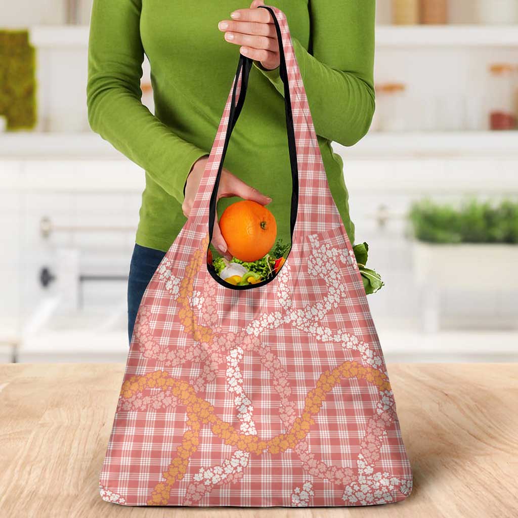 Pink Tropical Floral Palaka Grocery Bag Hawaiian Quilt Pattern LT9 - Polynesian Pride