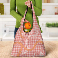 Pink Tropical Floral Palaka Grocery Bag Hawaiian Quilt Pattern LT9 - Polynesian Pride