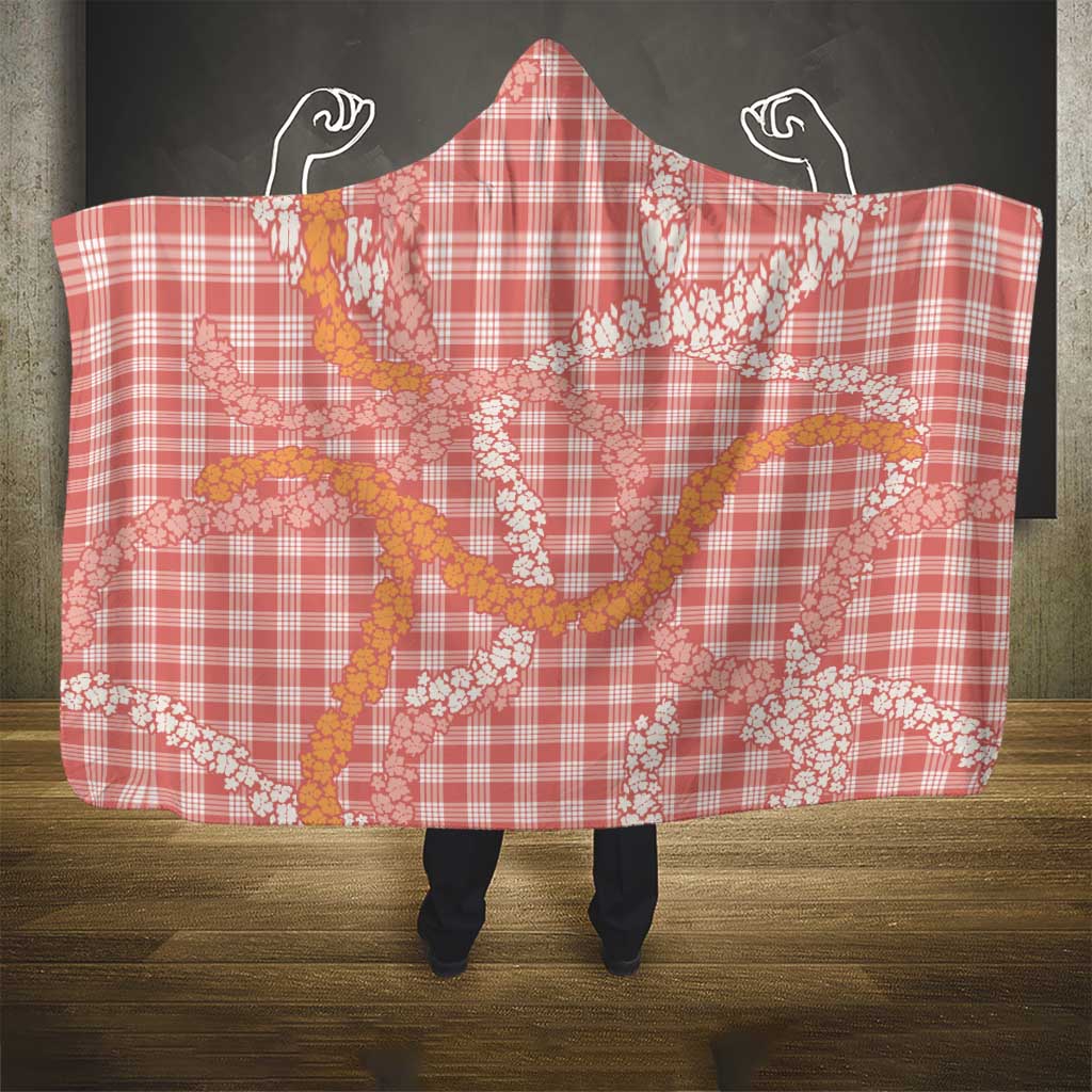 Pink Tropical Floral Palaka Hooded Blanket Hawaiian Quilt Pattern - Polynesian Pride