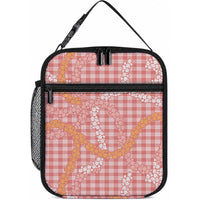 Pink Tropical Floral Palaka Lunch Bag Hawaiian Quilt Pattern LT9 10.2 × 8.3 × 4.3 inch Pink - Polynesian Pride