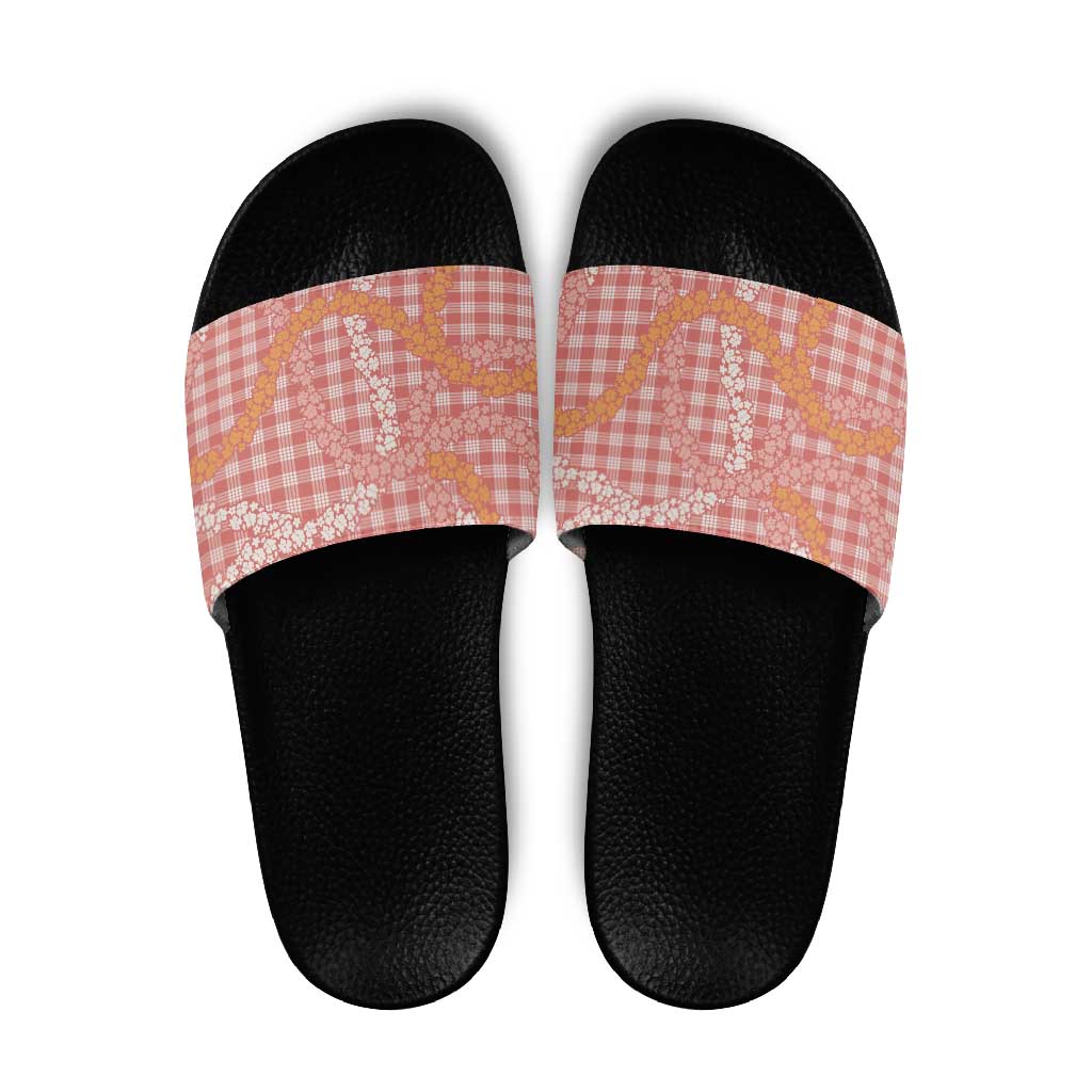 Pink Tropical Floral Palaka Slide Sandals Hawaiian Quilt Pattern LT9 Pink - Polynesian Pride