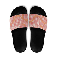 Pink Tropical Floral Palaka Slide Sandals Hawaiian Quilt Pattern LT9 Pink - Polynesian Pride
